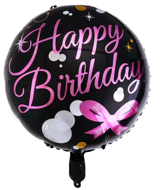 Happy Birthday Pink Bow Balloon