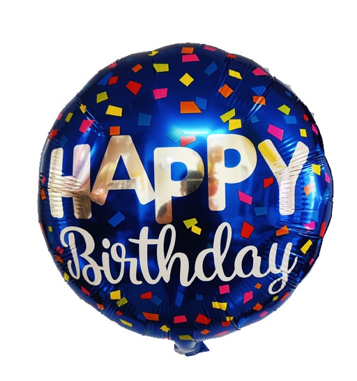 Blue Happy Birthday Colorful Confetti Balloon 