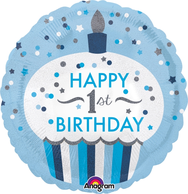 Happy 1st Birthday Blue Balloon