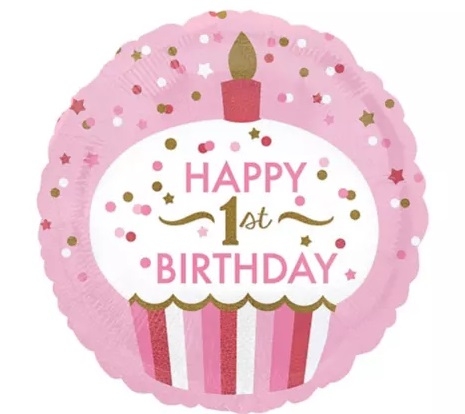 Happy 1st Birthday Pink Balloon