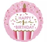 Happy 1st Birthday Pink Balloon