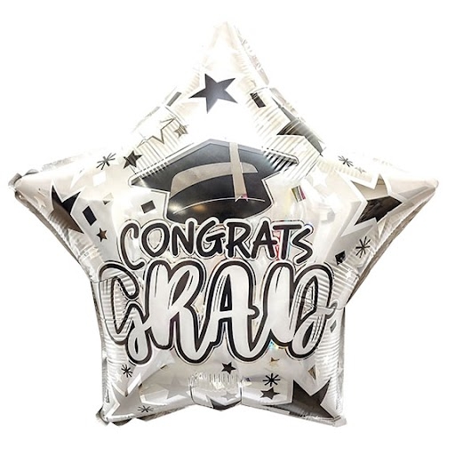 Congrats Grad Glitter White Star Balloon