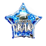 Congrats Grad Glitter Blue Star Balloon