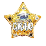 Congrats Grad Glitter Gold Star Balloon