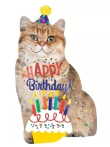 Cat with Cake Birthday Balloon