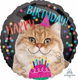 Happy Birthday Cat with Cake Balloon