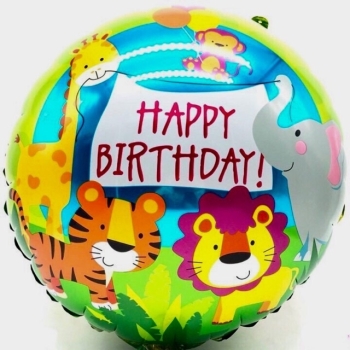 Happy Birthday Cute Jungle Animals Balloon
