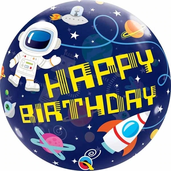 Happy Birthday Outer Space Bubble Balloon