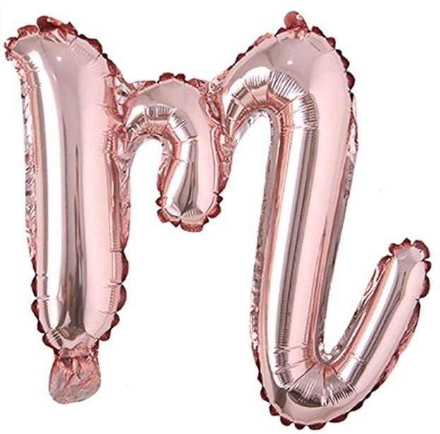 Script Letter Rose Gold Balloon - Letter M