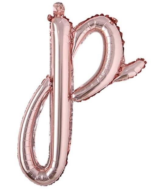 Script Letter Rose Gold Balloon - Letter P