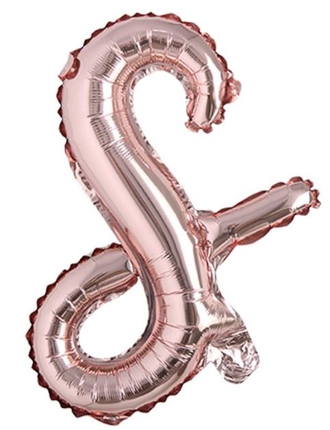 Script Letter Rose Gold Balloon - Letter S