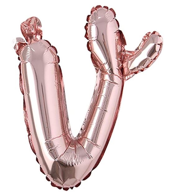 Script Letter Rose Gold Balloon - Letter V