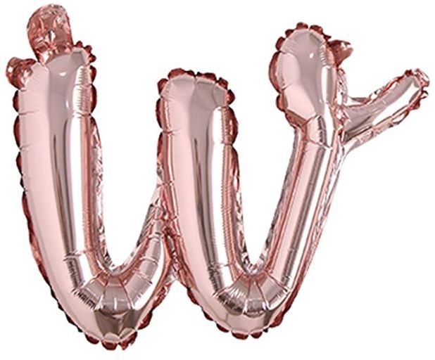 Script Letter Rose Gold Balloon - Letter W