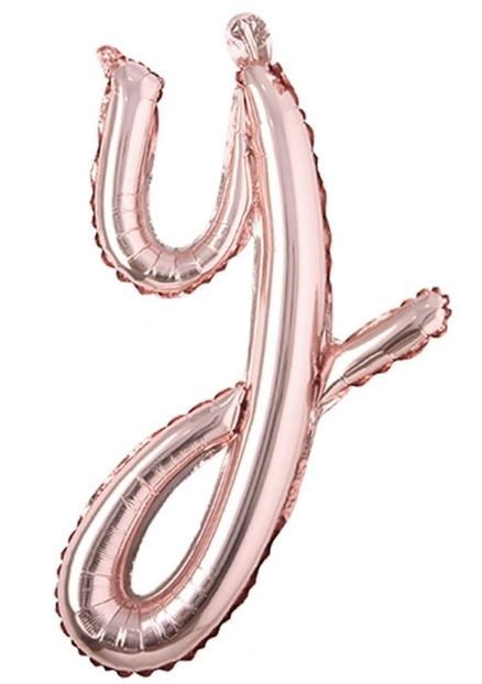 Script Letter Rose Gold Balloon - Letter Y