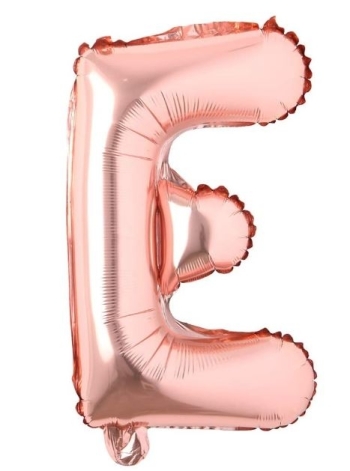 Block Letter Rose Gold Balloon - Letter E
