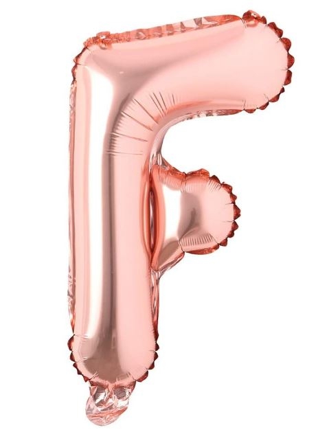 Block Letter Rose Gold Balloon - Letter F