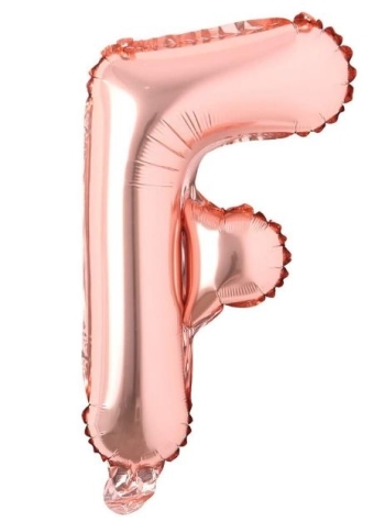 Block Letter Rose Gold Balloon - Letter F