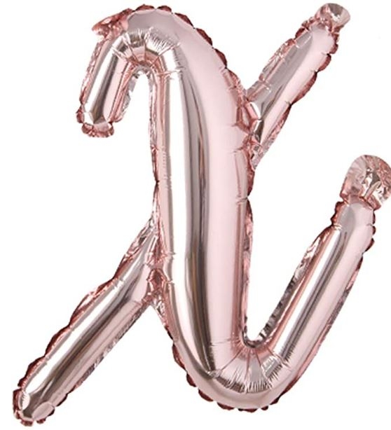 Script Letter Rose Gold Balloon - Letter X