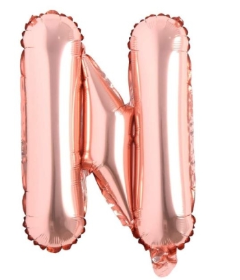 Block Letter Rose Gold Balloon - Letter N