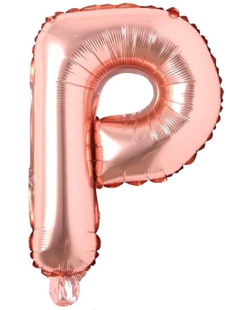 Block Letter Rose Gold Balloon - Letter P