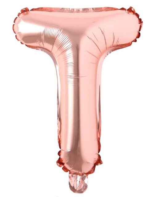 Block Letter Rose Gold Balloon - Letter T