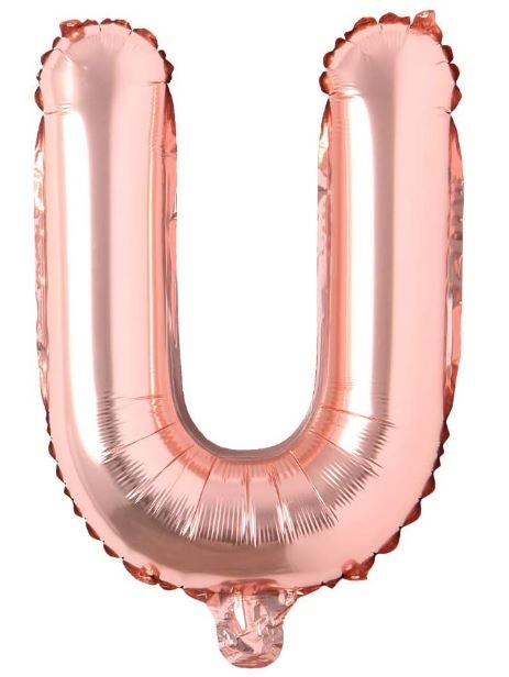Block Letter Rose Gold Balloon - Letter U