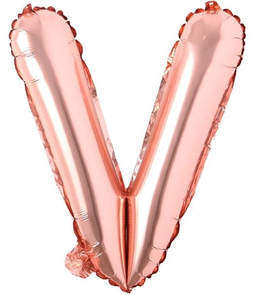 Block Letter Rose Gold Balloon - Letter V