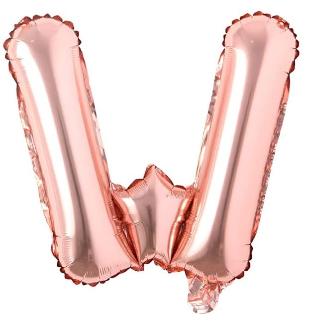 Block Letter Rose Gold Balloon - Letter W