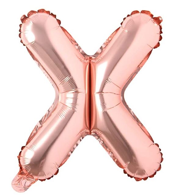 Block Letter Rose Gold Balloon - Letter X
