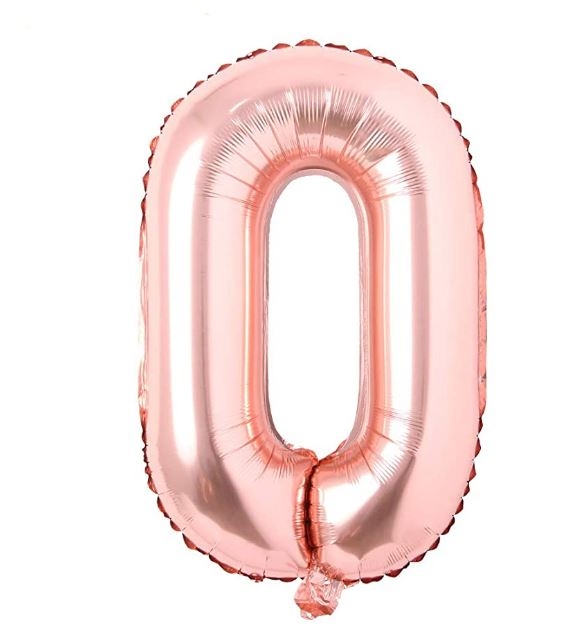 Block Number Rose Gold Balloon - Number Zero