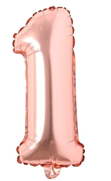 Block Number Rose Gold Balloon - Number One