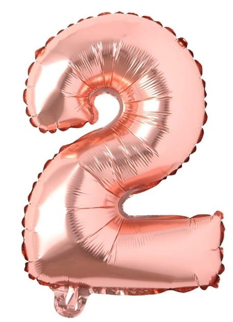 Block Number Rose Gold Balloon - Number Two