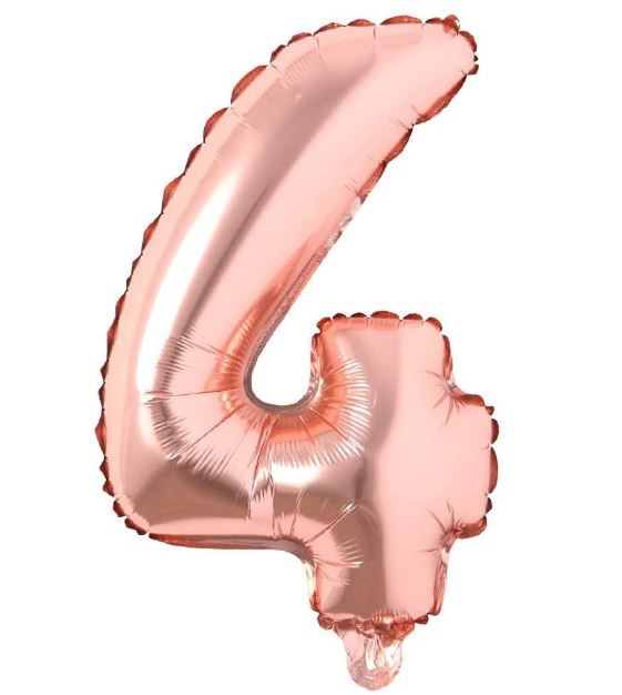 Block Number Rose Gold Balloon - Number Four