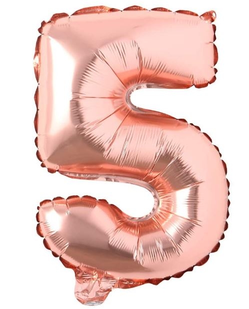 Block Number Rose Gold Balloon - Number Five