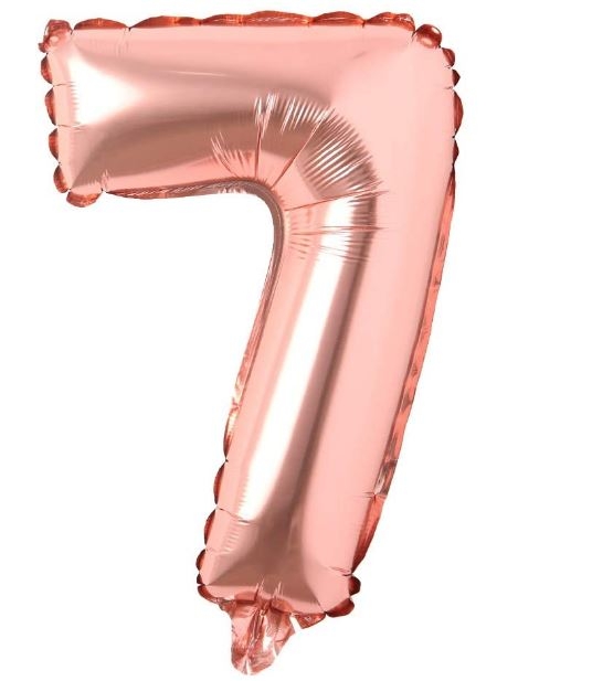 Block Number Rose Gold Balloon - Number Seven