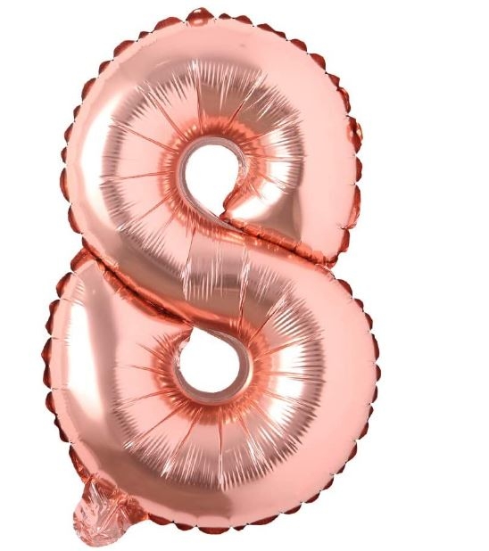 Block Number Rose Gold Balloon - Number Eight