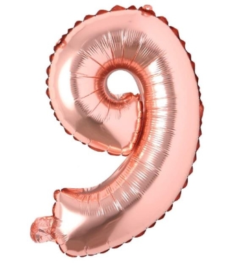 Block Number Rose Gold Balloon - Number Nine