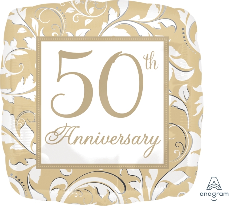 Elegant Scroll 50 Anniversary balloon