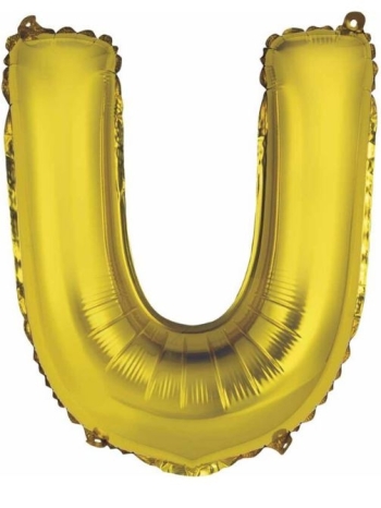 Block Letter Gold Balloon - Letter U