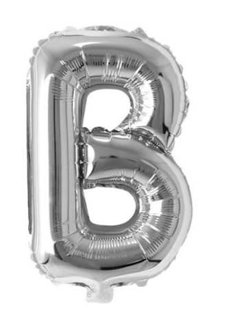 Block Letter Silver Balloon - Letter B