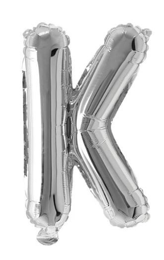 Block Letter Silver Balloon - Letter K