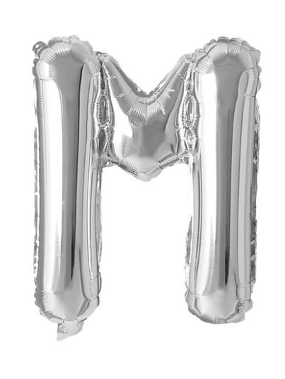 Block Letter Silver Balloon - Letter M