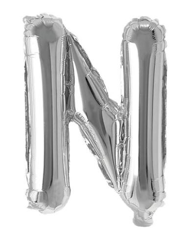 Block Letter Silver Balloon - Letter N