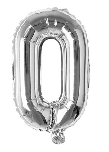 Block Letter Silver Balloon - Letter O
