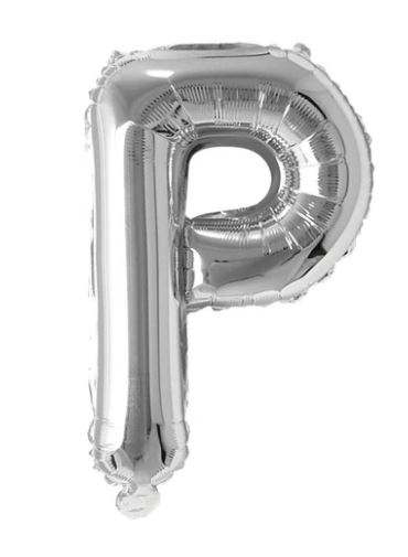 Block Letter Silver Balloon - Letter P