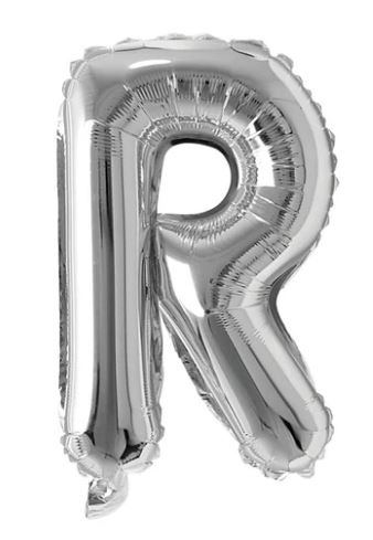 Block Letter Silver Balloon - Letter R