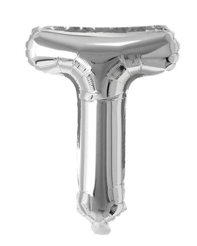 Block Letter Silver Balloon - Letter T