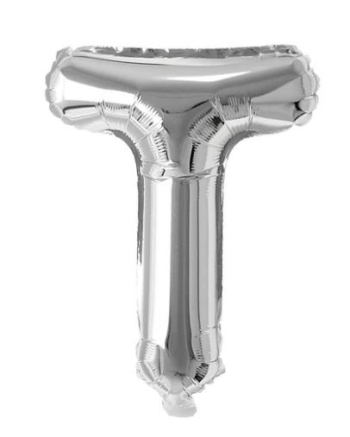 Block Letter Silver Balloon - Letter T