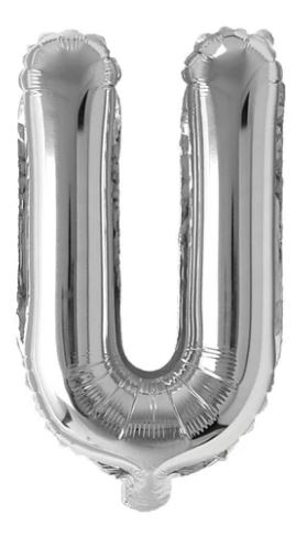 Block Letter Silver Balloon - Letter U