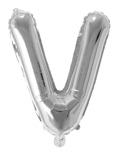 Block Letter Silver Balloon - Letter V